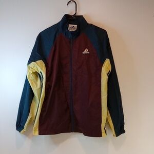Vintage Adidas Track Jacket Windbreaker Maroon/Blue/Yellow Men's Sz Med EUC NICE